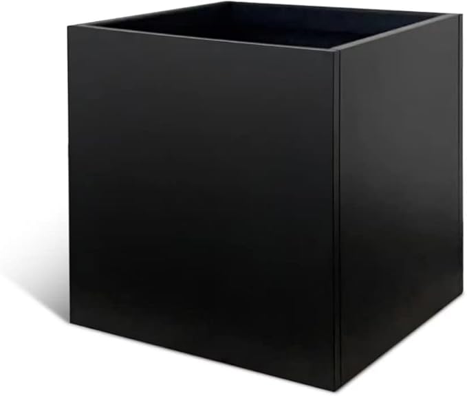 Galvanized Steel Planter Box Black Metal Planter 24Inch Large Square Indoor Outdoor Planters Cube Steel Heavy Duty Flower Pot Powder Coating Modern Commercial Residential for Patio, Yard, Garden