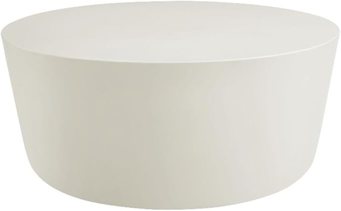 Modway Brion 34 Inch Round Concrete Coffee Table – Indoor/Outdoor Tapered Cylinder Coffee Table – Low Center Table for Living Room or Patio in White