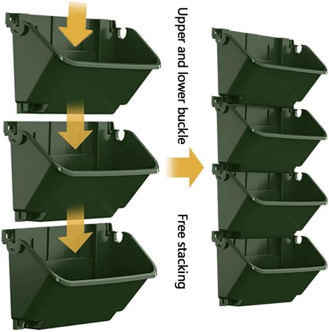 Self-Watering Wall Mounted Planter Set, Indoor and Outdoor Vertical Planter, Stackable Wall Mounted, for Balcony Decoration(Blackish Green 4 Pack)