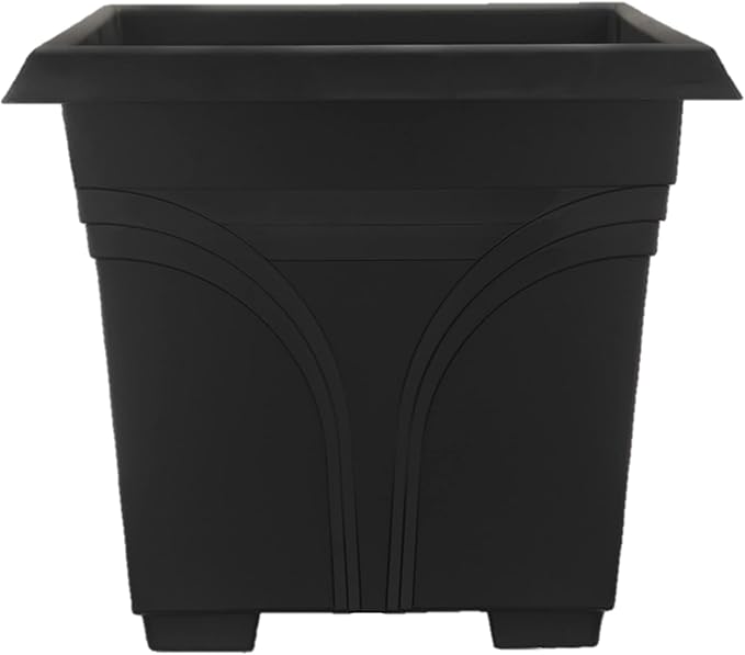 Southern Patio 36 Inch Rectangular Indoor Outdoor Medallion Hanging Windowsill Garden Box Planter, Black (2 Pack)