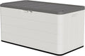 TARKARI Premium Pro Edition 100 Gallon Lockable Resin Deck Box, Waterproof & UV-Resistant Outdoor Storage Box for Outdoor Cushion Storage, Garden Tools & Pool Accessories Storage, White