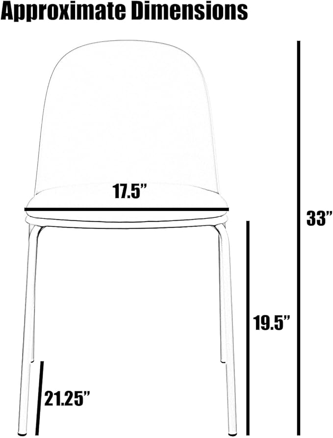 2xhome Modern Stackable Armless Dining Chair, Plastic Shell Seat with Upholstered PU Leather Cushion Padded Seat Metal Legs for Home Kitchen Patio Cafe, White