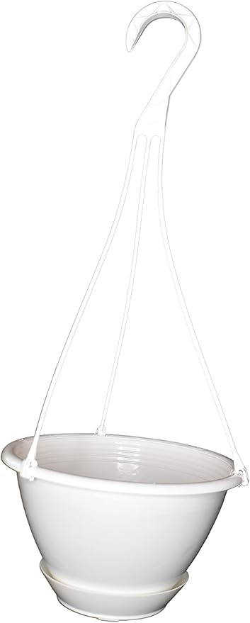 8" White Plastic Hanging Basket with Saucer by Koba (25)