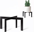 IZIDDO 4 Pack Plant Stand Indoor Outdoor,Metal Mid-Century Pot Stand,Modern Plant Holder Rattan Flower Plant Stool,Low Short Plant Stands for Indoor Fit 5-12 Inch Pot,Black(Pot & Plant Not Included)