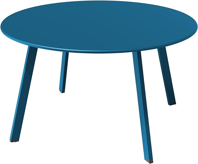 Grand patio 28-inch Round Steel Coffee Table, Outdoor Patio Side Table, Great for Backyard Patio Deck, Peacock Blue
