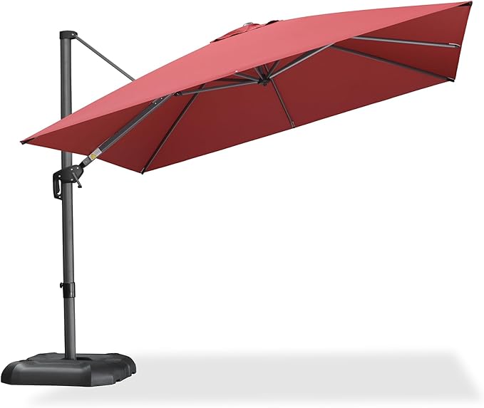 PURPLE LEAF 10 Feet Patio Umbrella Outdoor Cantilever Square Umbrella Aluminum Offset Umbrella with 360-degree Rotation for Garden Deck Pool Patio Terra