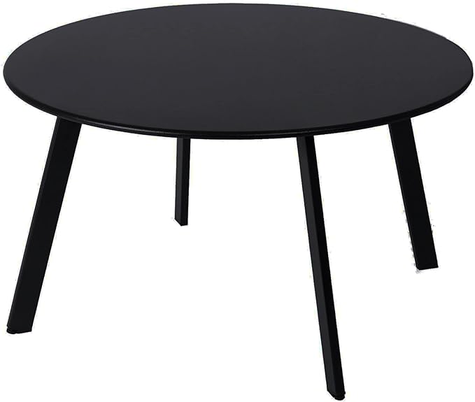 Patio Coffee Table - Metal Steel Outdoor Round Table Weather Resistant Anti-Rust Table (Black)