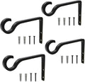 4Pack Hanging Plant Bracket 6inch Metal Plant Hook Shepherds Hook Decorative Wall Plant Hanger for Hanging Lanterns, Bird Feeder, Flower Basket, Home Decor Indoor & Outdoor (Black)