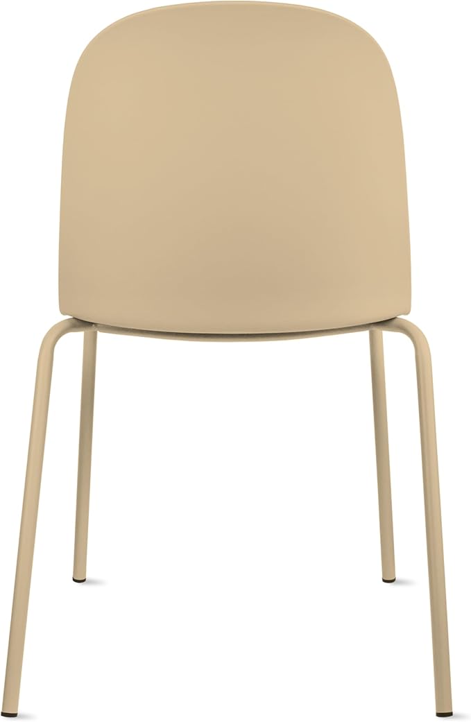 2xhome Parent Modern Stackable Armless Dining Chair | Plastic Shell Seat with Metal Legs | Indoor or Outdoor Use | Home Kitchen Patio (4, Beige, Padded Seat)