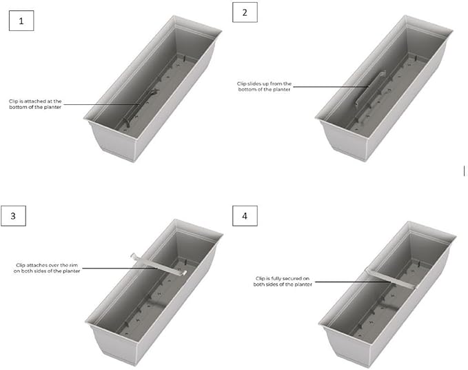 The HC Companies 24 Inch Eclipse Window Planter Box with Drainage Holes & Attached Saucer, Lightweight UV-Resistant Plastic Indoor Outdoor Planters, 2-Pack Flower Box for Garden Home Decor, Warm Gray