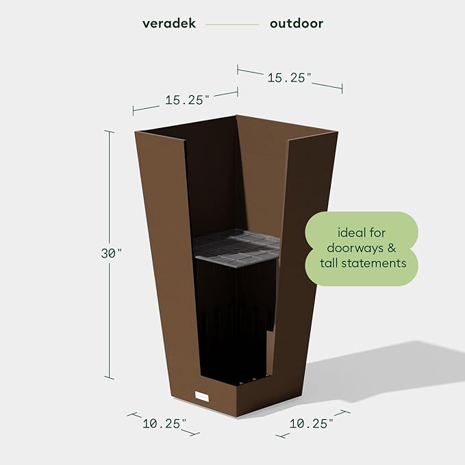 Veradek V-Resin Indoor/Outdoor Taper Planter, Set of 2 (30 inch, Espresso)