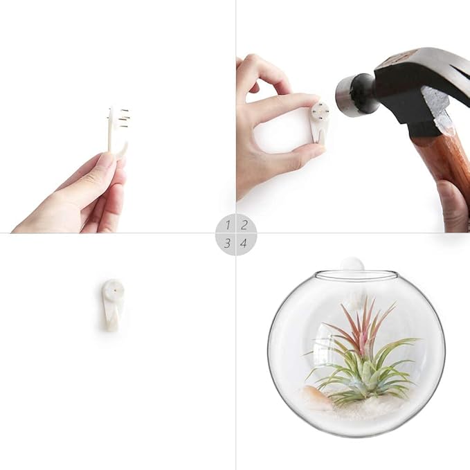 Mkono Wall Hanging Glass Terrariums Planter Oblate Flower Vase for Hydroponics Plants, Bathroom, Home Office Living Room Decor, Set of 6