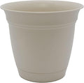 The HC Companies Eclipse Round Planter with Saucer - Outdoor & Indoor Plant Pot with Drainage Holes - Lightweight, UV-Resistant Plastic Pots for Plants, Flowers & Herbs (6” Cottage Stone, Pack of 1)
