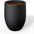 Kante 21.7 Inch Tall Concrete Planter, Large Indoor Outdoor Plant Pot with Drainage, Smooth Black Finish with Painted Interior, Ideal for Porch, Home, Garden, Patio