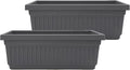 The HC Companies 30 Inch Venetian Window Planter Box with Drainage Plug, Lightweight UV-Resistant Plastic Indoor & Outdoor Planters, 2-Pack Flower Box for Garden & Home Decor, Warm Gray