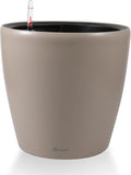 Dexceder 18x17 Self Watering Planter with Wheels Indoor Outdoor, Inner Pot Design, Thickened Large Floor Standing Flower Plant Pot with Water Level Indicator (Taupe Matte)