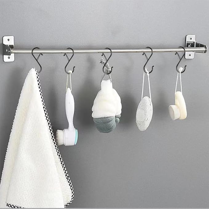 48 Pack S Hooks for Hanging, 3.5 inch Heavy Duty Metal S Hooks with Safety Buckle S Shaped Hooks Pot Rack Closet Hooks for Hanging Plants, Clothes, Kitchen Utensil, Pots, Pans, Bags (Black)