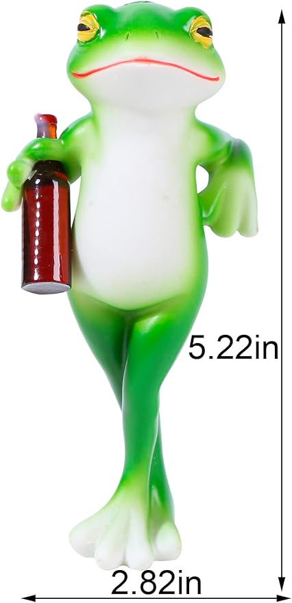 Miniature Frog Figurines Plant Decorations for Pots, Small Frog Statue Outdoor Gifts Women Garden Decor Planter Hugger for Flower,Yard,Lawn Ornament,2.82"x1.12"x5.22