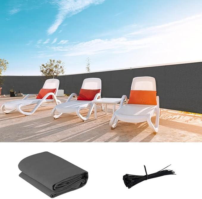 LOVE STORY Custom Size 3'x33' Dark Grey Balcony Privacy Screen,UV Block Privacy Fence Screen,90% Shield for Outdoor Pool Garden Apartment Railing