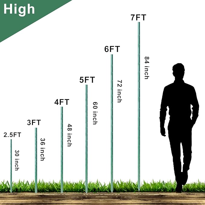 WAENLIR Garden Stakes 60 inch 5ft Sturdy Tomato Stakes, Plant Stakes for Outdoor Plants, Plant Support Sticks for Gardening, Pack of 50