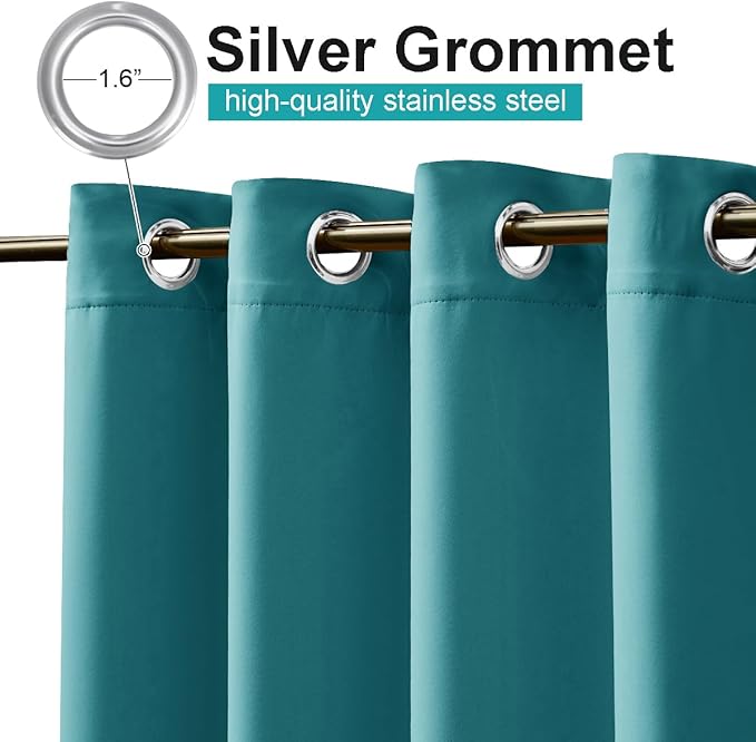 NICETOWN Outdoor Curtainch for Patio Waterproof 84 inch Wide, Thermal Insulated Rustproof Grommet UV Blocking Cabana Curtainch & Drape, Privacy Safe Shade for Gazebo, Peacock Teal, 1 PC, 95-Inch Long