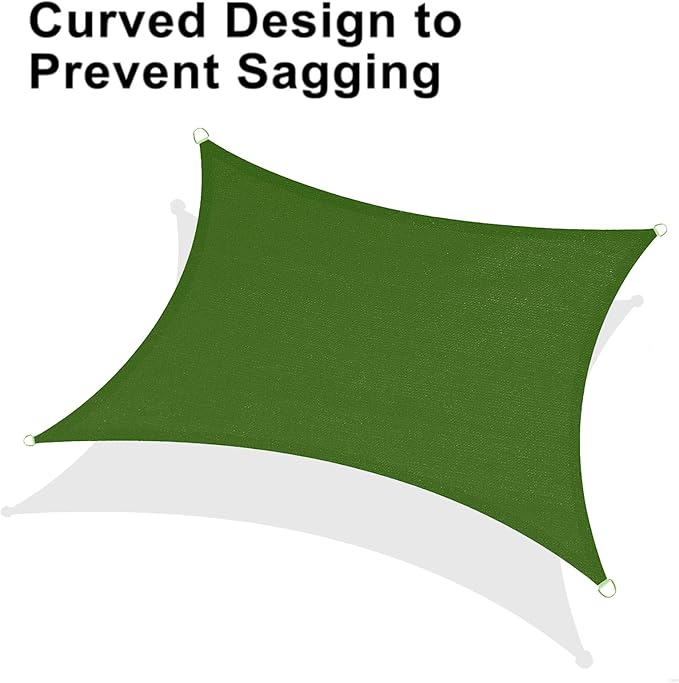 LOVE STORY Custom Size 9'x12' Piquant Green Sun Shade Sail Rectangle UV Block Canopy Patio Sail Sunshades Fabric for Outdoor Garden Carport (We Make Custom Size)