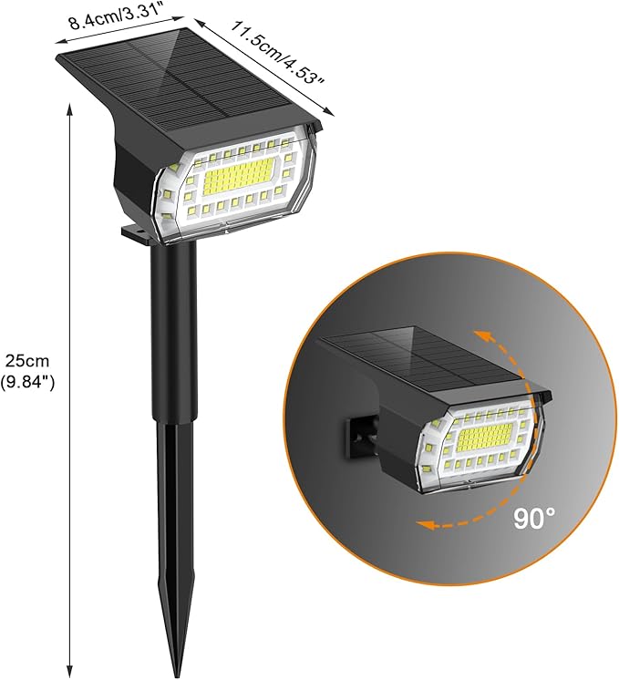 LANSOW Solar Spot Lights Outdoor, [4 Pack/76 LED] 2-in-1 Solar Landscape Spotlights, 3 Modes IP65 Waterproof Dusk to Dawn Solar Powered Flood Wall Lights for Outside Yard Garden Pathway(Cool White)