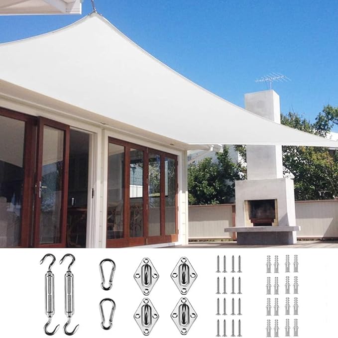 Quictent 20x26ft Sun Shade Sail for Patio, 185GSM Heavy Duty Rectangular Outdoor Sunshades UV Block Outside Canopy Cover for Backyard White