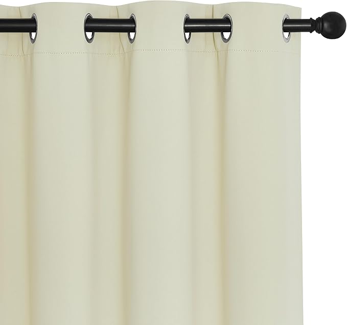 NICETOWN Beige Blackout Curtains for Bedroom/Living Room 132 Inch Length - Thermal Insulated Room Darkening Grommet Top Window Curtains (100 by 132 - Inch, 1 Panel)