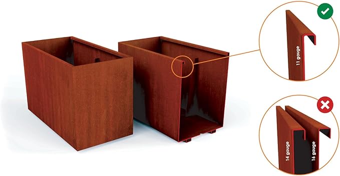 Plantercraft Large Round Planters for Outdoor Plants - 42 Inch Tall Corten Steel Planter - Extra Large Outdoor Planters for Modern Patio, Deck & Entryway | 12" Dia x 42" H