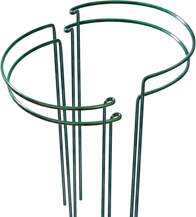 LEOBRO Plant Support Stakes, 4 PCS Plant Stakes, Plant Support, Peony Cages and Supports, Garden Stakes, Plant Stakes for Indoor Outdoor Plants, Hydrangea Support Cage, 10" W x 15.8" H