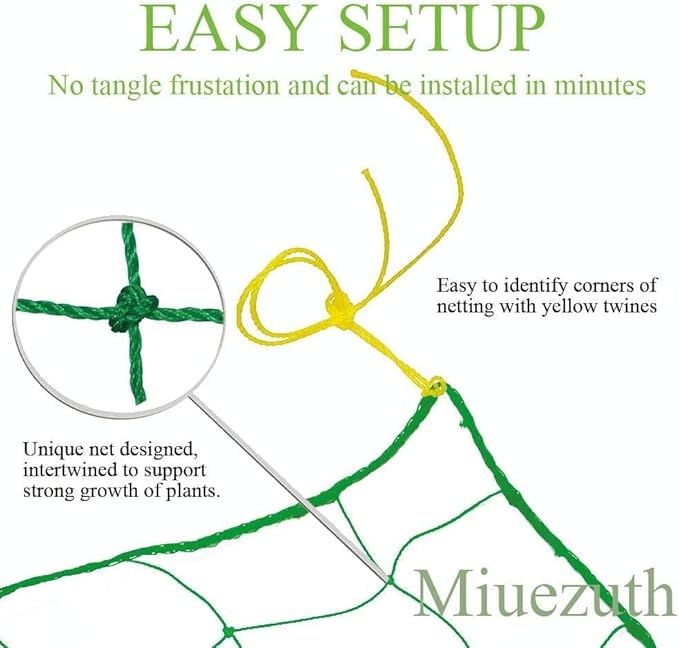 Trellis Netting for Climbing Plants - Heavy Duty Garden Trellis Netting for Cucumber, Vine, Fruits & Vegetables Tomato Plants Trellis Net, Climbing Vining Plants (2-Pack 8.2' x 6.6'Ft)