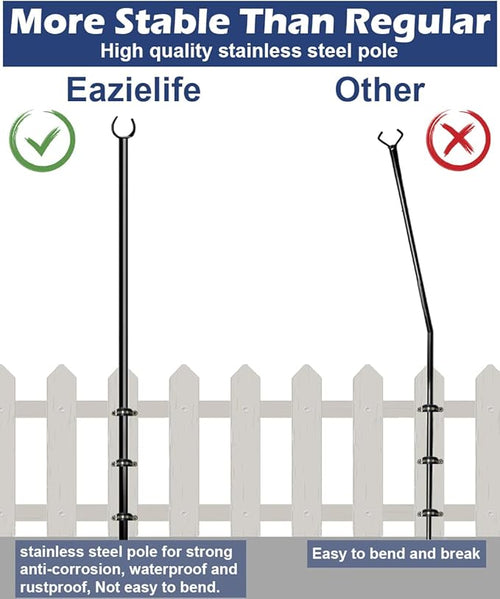 10FT String Light Pole for Outdoor, Heavy Duty Metal Lighting Stand Pole for Deck Fence Railing Backyard Patio Holiday Wedding Party Decorations (1 Pack)