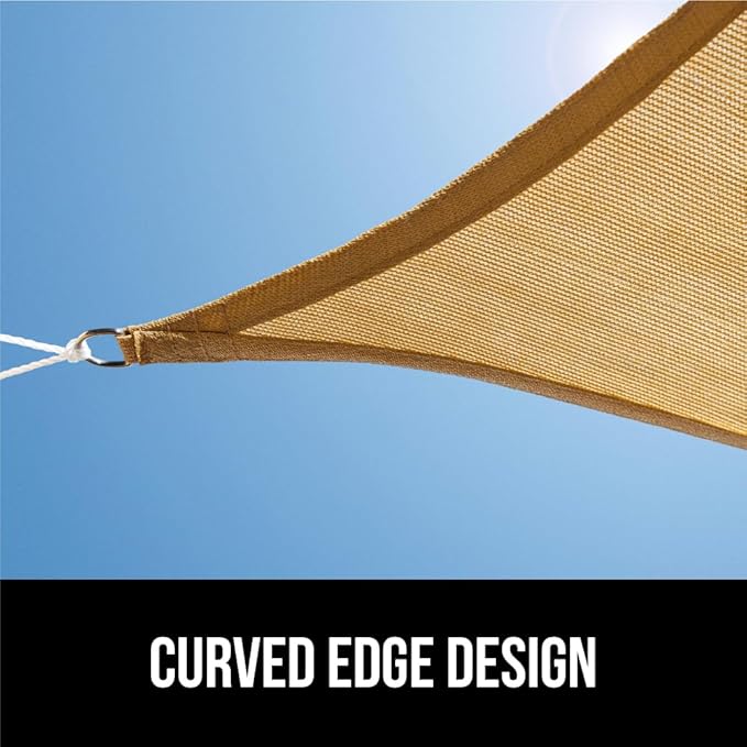 GORILLA GRIP Heavy Duty Sun Shade, UV Protection Fade Tear and Rust Resistant Rectangle Sunshade Canopy, Curved Edges Blocks Sunlight, Breathable Sail, Outdoor Patio, Lawn Garden, 8x12 FT Sand