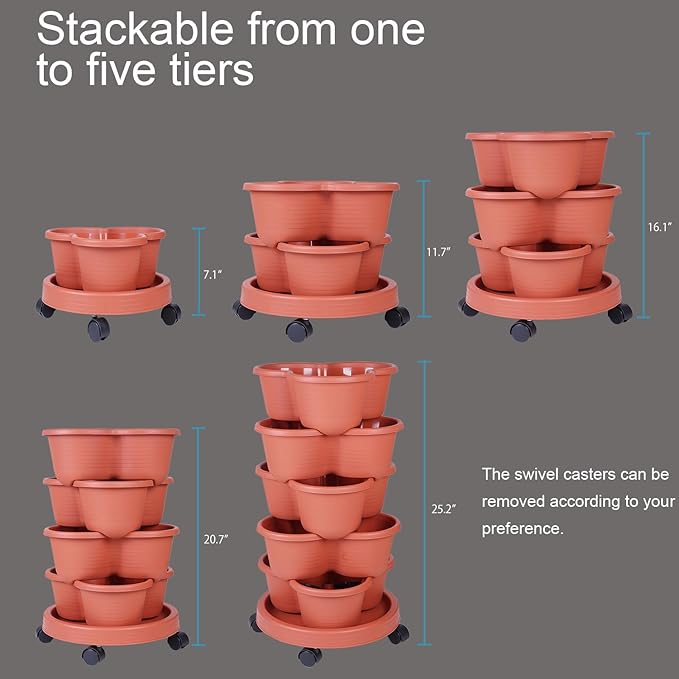 5-Tier Vertical Garden Tower Stackable Planter for Strawberries, Flowers, Vegetables & Herbs(Indoor & Outdoor)