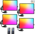 Onforu LED Flood Light Outdoor 35W Color Changing RGBW Floodlight with Remote, 2700K Warm White IP66 Stage Lighting Indoor Uplights for Events, Uplighting for Party 4 Pack