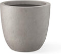 Kante 10 Inch Dia Round Concrete Planter, Indoor Outdoor Large Plant Pot with Drainage Hole and Rubber Plug for Home Patio Garden, Weathered Concrete
