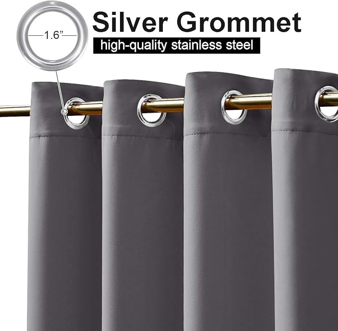 NICETOWN Outdoor Curtains for Patio W100 x L95 inch 2 Pieces, Sun Blocking Screen Shades 100% Privacy for Porch, Pergola, Lanai, Outside Deck, Weatherproof Blinds for All Season, Grey