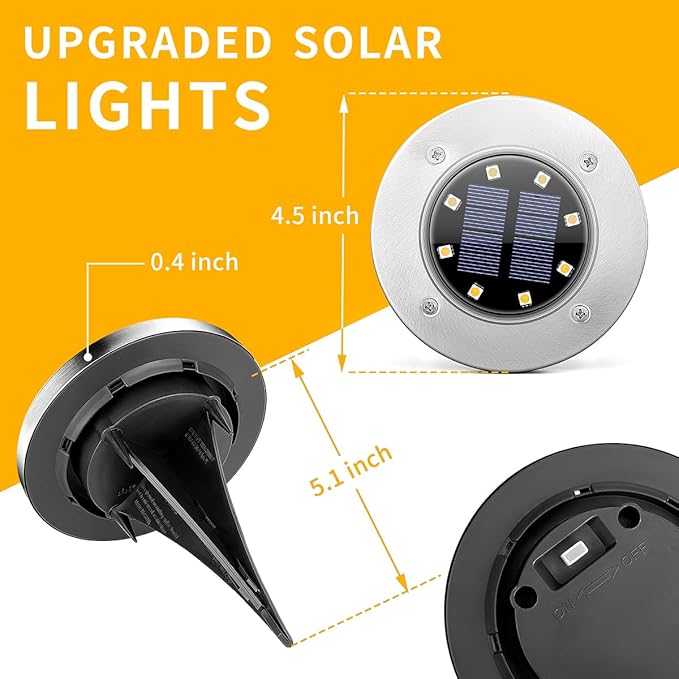 SOLPEX Solar Lights Outdoor Waterproof, 12 Pack Solar Ground Lights, Solar Garden Lights Landscape Lighting for Pathway Driveway Patio Backyard Walkway (Warm White)