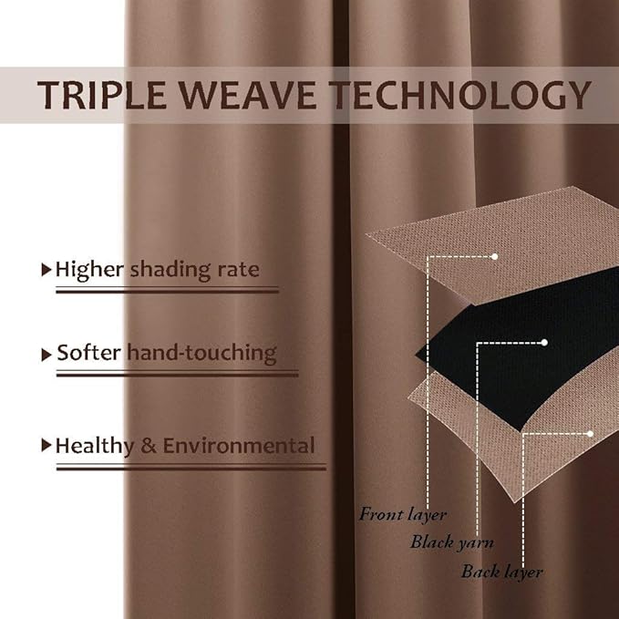 NICETOWN Privacy Room Divider Curtain for Patio, Grommet Top Thermal Insulated Blackout Extra Wide and Long Door Blind for Sunroom, Bedroom, Living Room, Tan, 1 Piece, 140" Wide by 108" Long