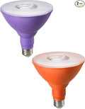 EDISHINE PAR38 Purple & Orange LED Flood Light Bulbs Outdoor, Dimmable LED Light Bulb, 18W(120W Equivalent), Outdoor Weatherproof Light Bulb for Party, E26 Base, 2 Pack