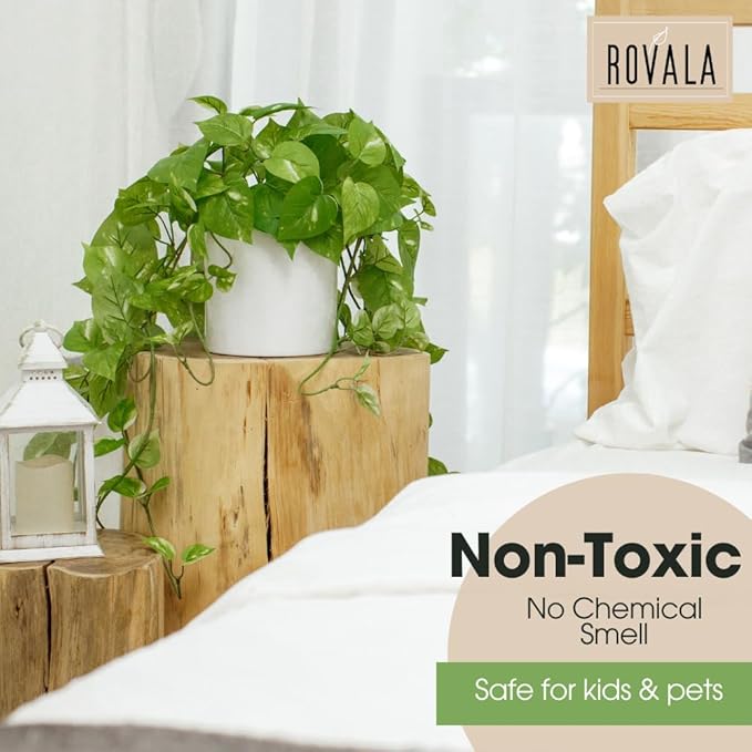 ROVALA Silk Plants for Home Decor Indoor in Pot Realistic Artificial Plants Fake Hanging Plants Faux Plants Indoor Fake Potted Plants Fake Plants for Shelves Bathroom Plants, Fake Pothos (Light Green)