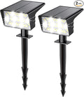 Solar Spot Lights Outdoor with 60 LED & Auto On/Off, 2 Pack Solar Lights Outdoor Waterproof IP68 with 3 Lighting Modes, 2-in-1 Solars Landscape Light for Outside, Garden, Yard(Cool White)