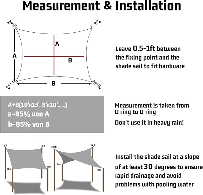 LOVE STORY Rectangle 7'x9' Waterproof Sun Shade Sail Canopy UV Block for Outdoor Patio Backyard Carport,White(We Make Custom Size)