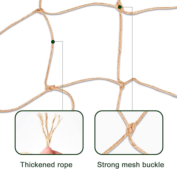 Jute Trellis Netting - Jute Netting for Garden, Heavy Duty Plant Support Netting for Climbing Plants, Cucumber, Vine, Fruits & Vegetables, Climbing Vining Plants (6.6 Ft x 9.8 Ft, 5.9 Inch Squares)