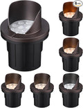 LEONLITE Dia. 4 Inch 5CCT Well Lights Landscape LED In Ground, Shielded Top, 5 Color Temperature Selectable, 12-24V AC/DC CRI90 Low Voltage Garden Landscaping, Oil Rubbed Bronze Aluminum, Pack of 6