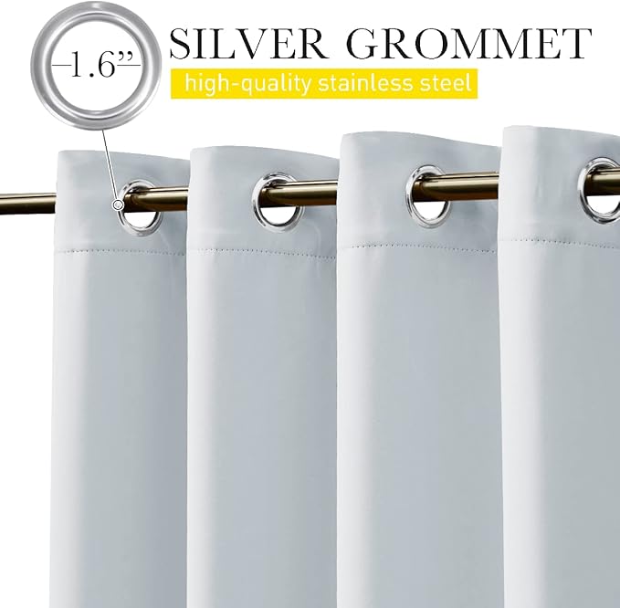 NICETOWN 2 Panels Outdoor Curtains for Patio Waterproof Grommet & Back Tab on Top and Bottom, Windproof Privacy Sound & Light Reducing for Cabana with Fixed Rope, W46 x L72, Greyish White