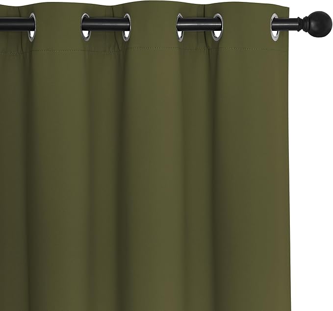 NICETOWN Blackout Curtains for Sliding Glass Door Room Divider Noise Reduce Curtain Panel Portable Window Screen Sliding Partition, W100 x L102 inches, 1 Panel, Olive Green