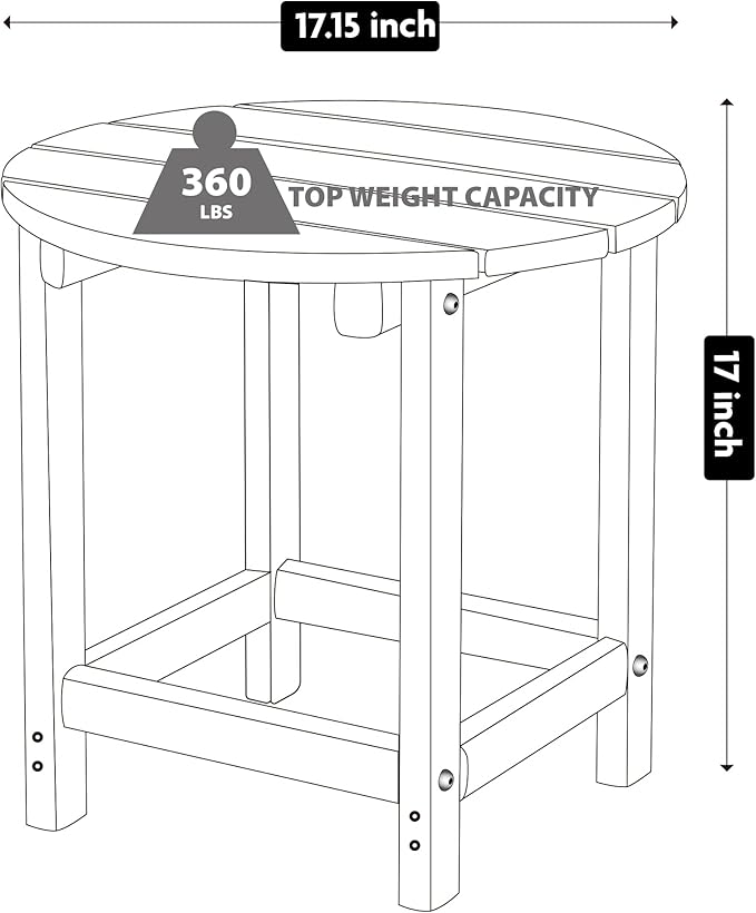 LZRS Round Adirondack Patio Side Table End Table, Outdoor Side Tables for Patio, Backyard,Pool, Indoor Companion, Easy Maintenance & Weather Resistant(Orange)