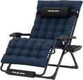 UDPATIO Oversized Zero Gravity Chair, 33In XXL Patio Reclining Chair with Cushion, Outdoor Folding Recliner with Pillows|Cup Holder|Foot Rest|Padded Headrest, Navy Blue, Support 500LB